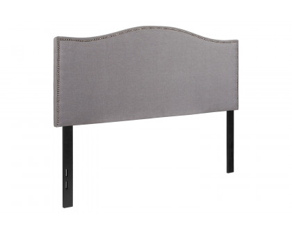 BLNK Lexington Fabric Upholstered Headboard with Accent Nail Trim - Light Gray, Full Size