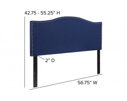 BLNK Lexington Fabric Upholstered Headboard with Accent Nail Trim - Navy, Full Size