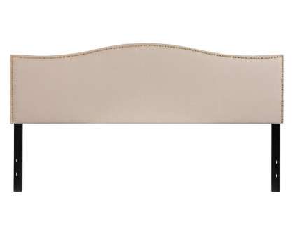 BLNK Lexington Fabric Upholstered Headboard with Accent Nail Trim - Beige, King Size