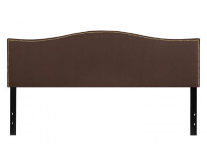 BLNK Lexington Fabric Upholstered Headboard with Accent Nail Trim - Dark Brown, King Size