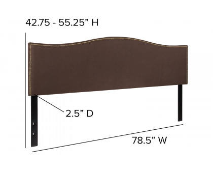 BLNK Lexington Fabric Upholstered Headboard with Accent Nail Trim - Dark Brown, King Size