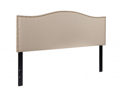 BLNK Lexington Fabric Upholstered Headboard with Accent Nail Trim - Beige, Queen Size