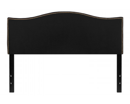 BLNK Lexington Fabric Upholstered Headboard with Accent Nail Trim - Black, Queen Size