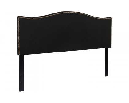 BLNK Lexington Fabric Upholstered Headboard with Accent Nail Trim - Black, Queen Size