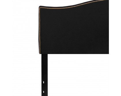 BLNK Lexington Fabric Upholstered Headboard with Accent Nail Trim - Black, Queen Size