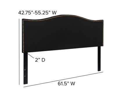 BLNK Lexington Fabric Upholstered Headboard with Accent Nail Trim - Black, Queen Size