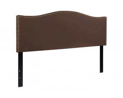 BLNK™ Lexington Fabric Upholstered Headboard with Accent Nail Trim - Dark Brown, Queen Size