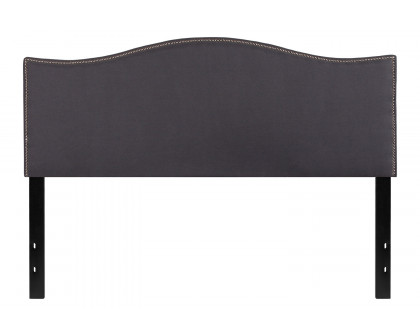 BLNK Lexington Fabric Upholstered Headboard with Accent Nail Trim - Dark Gray, Queen Size