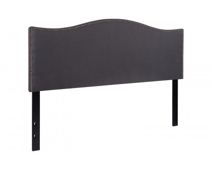 BLNK Lexington Fabric Upholstered Headboard with Accent Nail Trim - Dark Gray, Queen Size