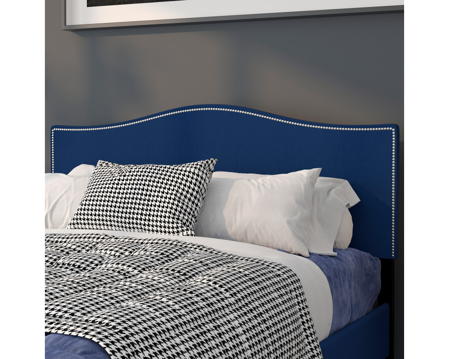 BLNK Lexington Fabric Upholstered Headboard with Accent Nail Trim - Navy, Queen Size