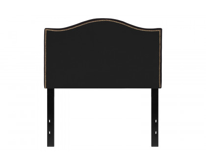 BLNK Lexington Fabric Upholstered Headboard with Accent Nail Trim - Black, Twin Size