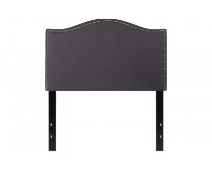 BLNK Lexington Fabric Upholstered Headboard with Accent Nail Trim - Dark Gray, Twin Size