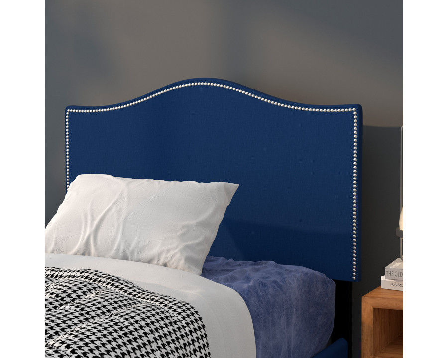 BLNK Lexington Fabric Upholstered Headboard with Accent Nail Trim - Navy, Twin Size