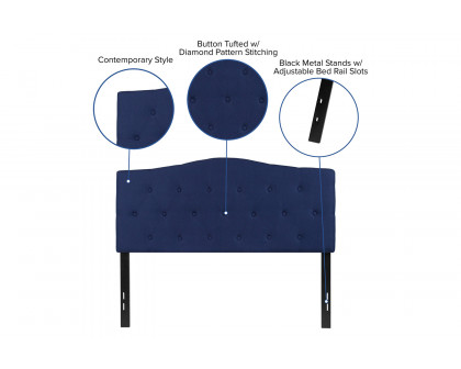 BLNK Cambridge Fabric Tufted Upholstered Headboard - Navy, Full Size