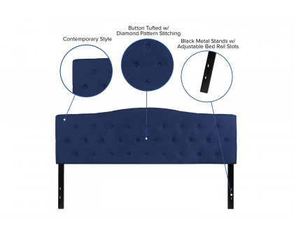 BLNK Cambridge Fabric Tufted Upholstered Headboard - Navy, King Size