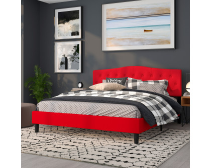 BLNK Cambridge Fabric Tufted Upholstered Headboard - Red, King Size