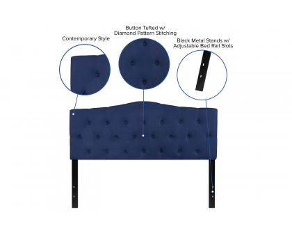 BLNK Cambridge Fabric Tufted Upholstered Headboard - Navy, Queen Size