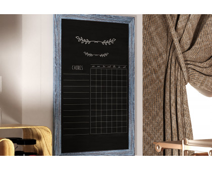 BLNK Canterbury Wall Mount Magnetic Chalkboard Sign with Eraser - Rustic Blue, 24"W x 36"H