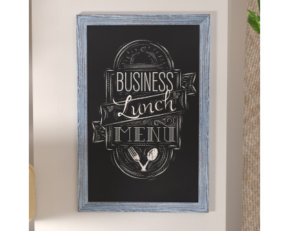 BLNK Canterbury Wall Mount Magnetic Chalkboard Sign with Eraser - Rustic Blue, 24"W x 36"H