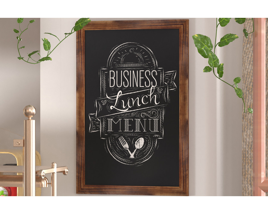 BLNK - Canterbury Torched Wood Wall Mount Magnetic Chalkboard Sign with Eraser