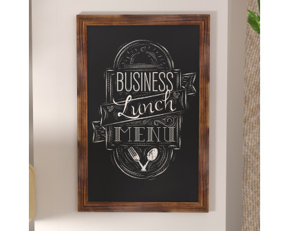 BLNK - Canterbury Torched Wood Wall Mount Magnetic Chalkboard Sign with Eraser