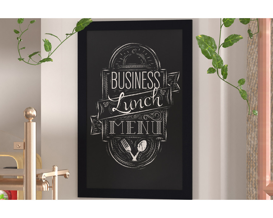 BLNK Canterbury Wall Mount Magnetic Chalkboard Sign with Eraser - Black, 24"W x 36"H