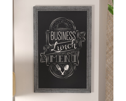 BLNK Canterbury Wall Mount Magnetic Chalkboard Sign with Eraser - Rustic Gray, 24"W x 36"H