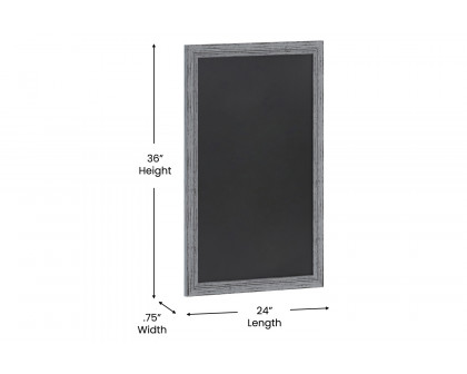 BLNK Canterbury Wall Mount Magnetic Chalkboard Sign with Eraser - Rustic Gray, 24"W x 36"H