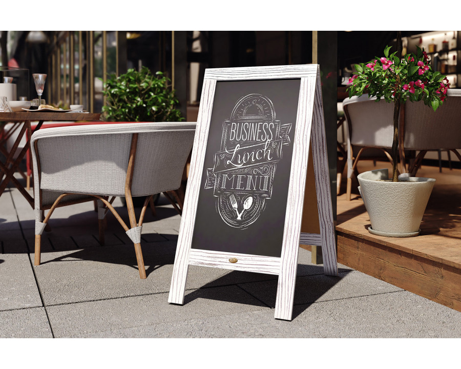 BLNK Canterbury Wooden Indoor-Outdoor A-Frame Magnetic Chalkboard Sign Set with 8 Chalk Markers