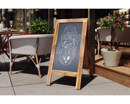 BLNK Canterbury Wooden Indoor-Outdoor A-Frame Magnetic Chalkboard Sign Set with 8 Chalk Markers