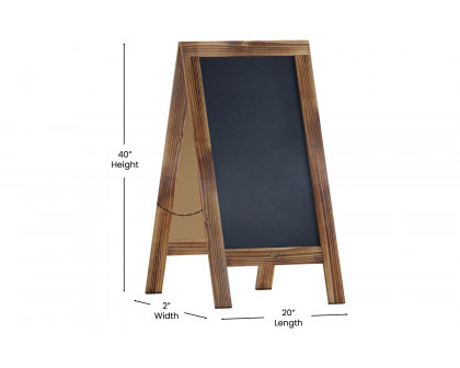 BLNK Canterbury Wooden Indoor-Outdoor A-Frame Magnetic Chalkboard Sign Set with 8 Chalk Markers - Rustic Brown