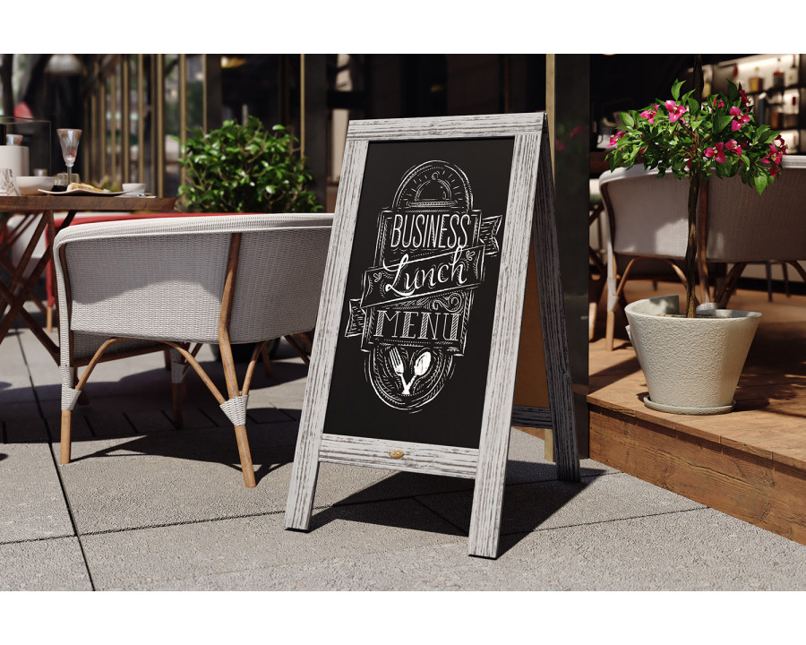 BLNK Canterbury Vintage Wooden A-Frame Magnetic Indoor-Outdoor Chalkboard Sign - Graywash