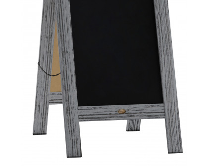 BLNK Canterbury Vintage Wooden A-Frame Magnetic Indoor-Outdoor Chalkboard Sign - Graywash