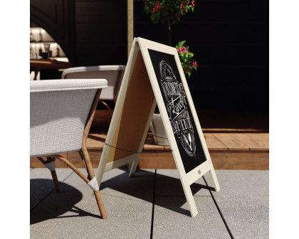 BLNK Canterbury Vintage Wooden A-Frame Magnetic Indoor-Outdoor Chalkboard Sign - White