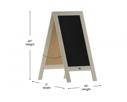 BLNK Canterbury Vintage Wooden A-Frame Magnetic Indoor-Outdoor Chalkboard Sign - White