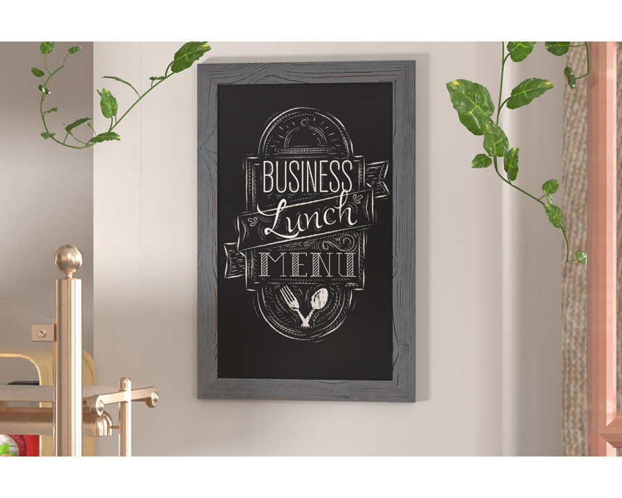 BLNK Canterbury Wall Mount Magnetic Chalkboard Sign with Eraser - Rustic Gray, 20"W x 30"H