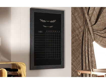 BLNK Canterbury Wall Mount Magnetic Chalkboard Sign with Eraser - Rustic Gray, 20"W x 30"H