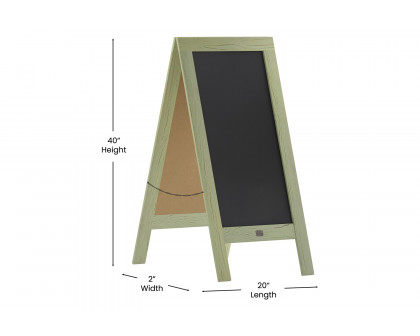 BLNK Canterbury Vintage Wooden A-Frame Magnetic Indoor-Outdoor Chalkboard Sign - Green