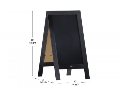 BLNK Canterbury Vintage Wooden A-Frame Magnetic Indoor-Outdoor Chalkboard Sign - Black