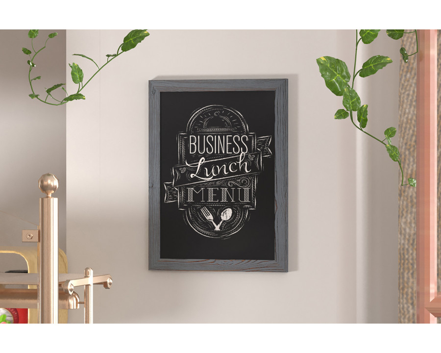 BLNK Canterbury Wall Mount Magnetic Chalkboard Sign with Eraser - Rustic Gray, 18"W x 24"H