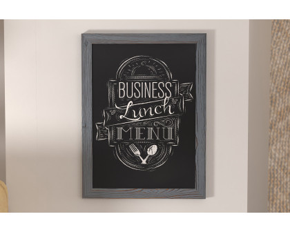 BLNK Canterbury Wall Mount Magnetic Chalkboard Sign with Eraser - Rustic Gray, 18"W x 24"H