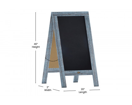 BLNK Canterbury Vintage Wooden A-Frame Magnetic Indoor-Outdoor Chalkboard Sign - Vintage Blue