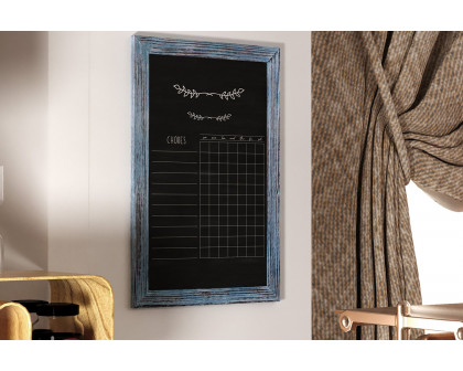 BLNK Canterbury Wall Mount Magnetic Chalkboard Sign with Eraser - Rustic Blue, 20"W x 30"H