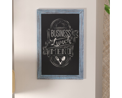 BLNK Canterbury Wall Mount Magnetic Chalkboard Sign with Eraser - Rustic Blue, 20"W x 30"H