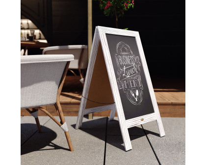 BLNK Canterbury Vintage Wooden A-Frame Magnetic Indoor-Outdoor Chalkboard Sign - Whitewashed