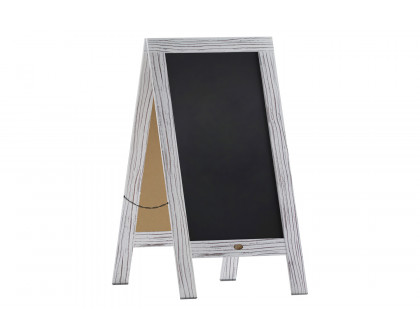 BLNK Canterbury Vintage Wooden A-Frame Magnetic Indoor-Outdoor Chalkboard Sign - Whitewashed