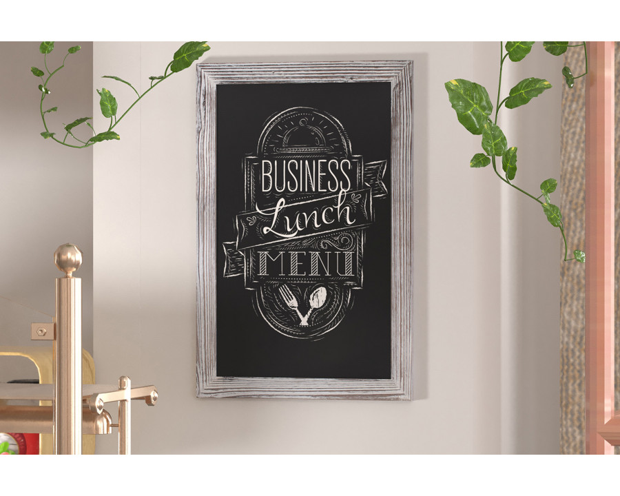 BLNK Canterbury Wall Mount Magnetic Chalkboard Sign with Eraser - Whitewashed, 20"W x 30"H