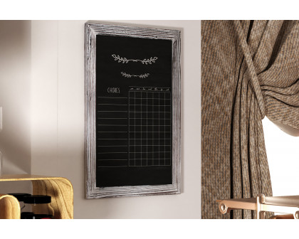 BLNK Canterbury Wall Mount Magnetic Chalkboard Sign with Eraser - Whitewashed, 20"W x 30"H