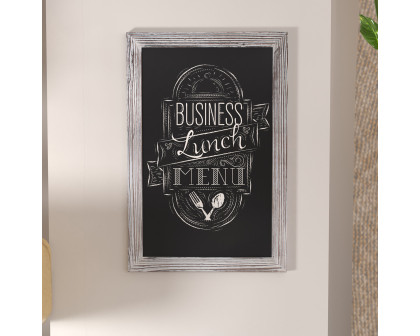 BLNK Canterbury Wall Mount Magnetic Chalkboard Sign with Eraser - Whitewashed, 20"W x 30"H