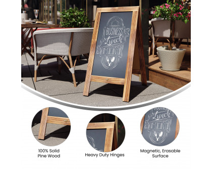 BLNK Canterbury Vintage Wooden A-Frame Magnetic Indoor-Outdoor Chalkboard Sign - Rustic Brown